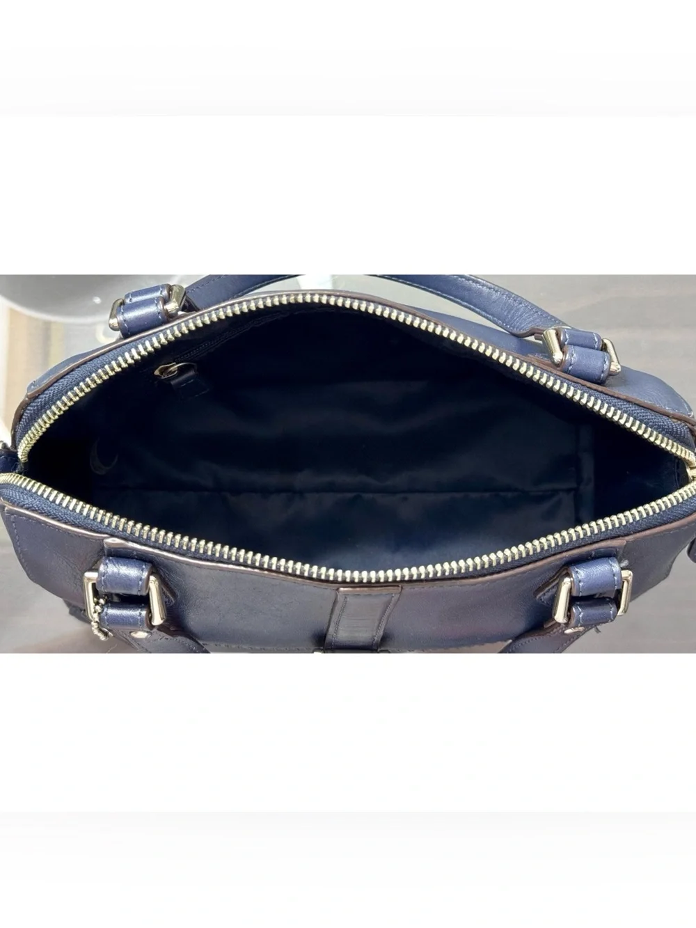 COACH Bleecker Leather Mini Satchel Crossbody Bag – NAVY BLUE